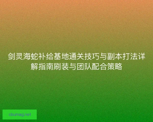 剑灵海蛇补给基地通关技巧与副本打法详解指南刷装与团队配合策略